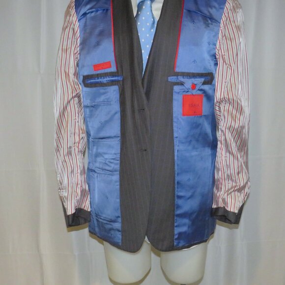 ISAIA Gregorio Super 160 Gray Striped Current Two Button Suit 44L - Picture 12 of 16